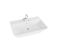 LAVITA Cabrera Grande| Lavabo da appoggio rettangolare con troppopieno e foro per rubinetto, in porcellana di alta qualità, lavandino da bagno, 60 x 42,5 x 13,5 cm, bianco lucido
