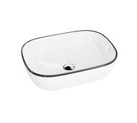LAVITA Costa Black Line - Lavabo da appoggio senza troppopieno e foro per rubinetto, in porcellana, colore: Bianco/Nero