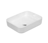 LAVITA Galera - Lavabo da appoggio, rettangolare, senza troppopieno e foro per rubinetto, in porcellana di alta qualità, 50,5 x 40 x 14 cm, bianco lucido
