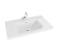 LAVITA Kansas 800 - Lavabo per mobili con troppopieno e foro per rubinetto, in porcellana di alta qualità, 81 x 49 x 21 cm, colore: Bianco lucido