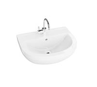 lavita Lavabo da appendere alla barba, lavabo rotondo, lavabo con troppopieno e foro per rubinetto, ceramica di alta qualità, bagno, 50, 5 x 42 x 19 cm, bianco lucido
