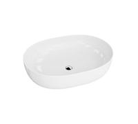 LAVITA Lavabo da appoggio, ovale, senza troppopieno e foro per rubinetto, in porcellana di alta qualità, 59,5 x 43 x 13,5 cm, bianco
