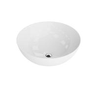 LAVITA Lavabo da appoggio, rotondo, senza troppopieno e foro per rubinetto, in porcellana di alta qualità, moderno lavabo in ceramica, 41,5 x 41 x 14 cm, bianco lucido