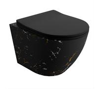 lavita LAVITA Sofi Slim Fire - WC sospeso da parete con abbassamento automatico e cerniere in metallo, per WC, senza bordi, 365 x 490 x 395 mm, colore: Nero