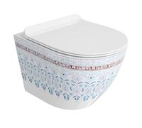 LaVita Sofi Slim vaso wc con copriwater a discesa lenta sospeso senza brida bianco-multicolore lucida 5900378335412