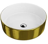 LaVita Merida lavabo 37x37 cm rotonda da appoggio bianco-oro lucida 5900378325765