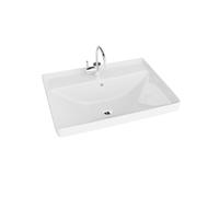 LAVITA Nevada 600 - Lavabo per mobili con troppopieno e foro per rubinetto, in porcellana di alta qualità, 61 x 47 x 21 cm, colore: Bianco lucido
