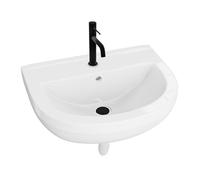 Lavita Set completo lavabo - Lavabo da parete Barba con rubinetto, scarico clack, sifone e kit di montaggio, bianco/nero