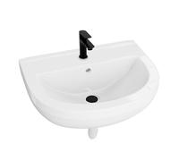 Lavita Set completo lavabo - Lavabo da parete Barba con rubinetto, scarico clack, sifone e kit di montaggio, bianco/nero