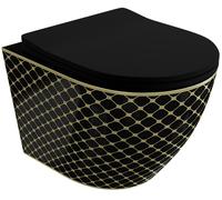 LaVita Sofi Slim Black Night vaso wc con copriwater a discesa lenta sospeso senza brida nero-oro lucida 5900378335450