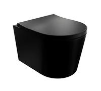 LAVITA Tornado 2.0 - WC da parete con abbassamento automatico e cerniere in metallo, senza bordi, con sistema di risciacquo sospeso, colore: Nero