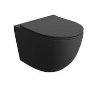 LAVITA Tornado 2.0 - WC da parete, con chiusura automatica e cerniere in metallo, senza bordi e sistema di risciacquo sospeso, colore: Nero