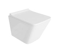 LAVITA Tornado 3.0 - WC da parete con abbassamento automatico e cerniere in metallo, senza bordi, con sistema di risciacquo sospeso, colore: bianco lucido