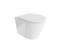 LAVITA Tornado 3.0 - WC da parete, con chiusura automatica e cerniere in metallo, senza bordi e sistema di risciacquo sospeso, colore: bianco lucido