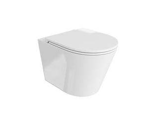 LAVITA Tornado 3.0 - WC da parete, con chiusura automatica e cerniere in metallo, senza bordi e sistema di risciacquo sospeso, colore: bianco lucido