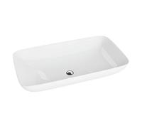 LAVITA Toro Lavabo da appoggio rettangolare senza troppopieno e foro per rubinetto, in porcellana di alta qualità, 70,5 x 39 x 13,5 cm, bianco lucido