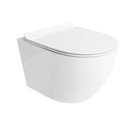LAVITA Viva Grande - WC da parete con abbassamento automatico e cerniere in metallo, senza bordi e sistema di risciacquo per WC TORNADO 2.0, colore: bianco lucido