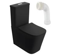 LAVITA WC a Pavimento Monopezzo Con Cassettiera Integrata TRYTON BLACK | Coperchio Con Abbassamento Automatico | Ceramica Senza Bordi | Set Copriwater in Piedi + Connettore