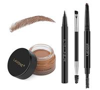 LAVONE Kit di Matita Timbro Sopracciglia, Kit di Trio di Guarnizioni Sopracciglia Trucco Con Matita Sopracciglia Impermeabile Eyeliner Occhi Unguento Sopracciglio e Pennello per Sopracciglia a Doppia
