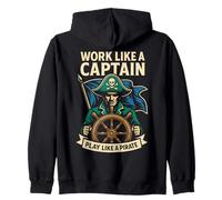 Lavora come un capitano gioca come un pirata Felpa con Cappuccio