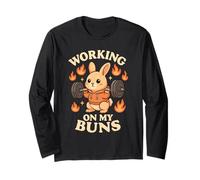 Lavorando sui miei panini - Cute Gym Bunny Squat Le Day Fitness Pun Maglia a Manica