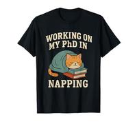Lavorando sul Mio dottorato di Ricerca in Napping Funny Lazy Cat Nap Lover Maglietta