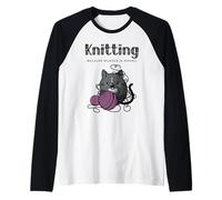 Lavorare a Maglia perché l'omicidio è Sbagliato Cozy Crime Loving Cat Maglia con Maniche Raglan