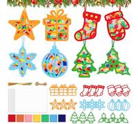 Lavoretti Natale Bambini,24 Pezzi Decorazioni Kit Natale,Creativi Kit per Lavoretti Fai da Te,Lavoretto Decorazioni Natalizie per Scuola,Adesivi Natalizi per Finestre,Albero di Natale Ciondoli