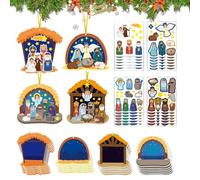 Lavoretti Natalizi Per Bambini,Pendente 2D Con Adesivi | Realizza Le Decorazioni Per L'Albero Di Natale | Per Bambini E Adulti Albero Di Natale Vacanze Aula Classe Casa Inverno