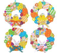 Lavoretti Pasqua per Bambini,12pcs DIY Ghirlanda Pasquale,Lavoretti di Pasqua per Bambini,Kit Lavoretti Ghirlanda Creativi Per Bambini Pasqua,Pulcini Pasquali per Decorazioni