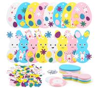 Lavoretti Pasqua per Bambini,32pcs DIY Kit Artigianali Per Bambini, Coniglietto di Pasqua,Set Fai Da Te Stickers Pasquale,Pasqua Bambini