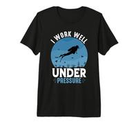 Lavoro Bene sotto Pressione Divertenti Immersioni subacquee Retro Ocean Maglietta Premium