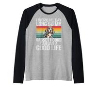 Lavoro Tutto Il Giorno Il Mio Basset Hound può Vivere Un Buon Basset Hound Maglia con Maniche Raglan