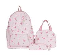 lavoro Zaino con fiocco 2025, set da 3 pezzi for adolescenti, con borsa for il pranzo e astuccio. Zaino bello e pratico con capacità for laptop. Ritorno a scuola