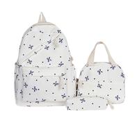 lavoro Zaino con fiocco 2025, set da 3 pezzi for adolescenti, con borsa for il pranzo e astuccio. Zaino bello e pratico con capacità for laptop. Ritorno a scuola