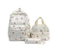 lavoro Zaino con fiocco e nodo, set da 3 pezzi, grazioso zainetto, borsa for laptop preppy, borsa a tracolla da viaggio alla moda, regalo carino adatto for le donne Ritorno a scuola(White pink)