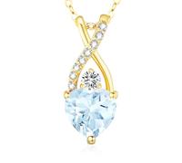 LAVUMO Collana argento 925 con cuore infinito da donna, con pietra portafortuna, regalo per moglie, mamma, fidanzata, compleanno, Natale, San Valentino, catene ipoallergeniche (Oro-03-Marzo)