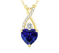 LAVUMO Collana argento 925 con cuore infinito da donna, con pietra portafortuna, regalo per moglie, mamma, fidanzata, compleanno, Natale, San Valentino, catene ipoallergeniche (Oro-09-Settembre)