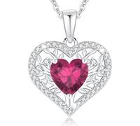 LAVUMO Collana Donna Argento Sterling 925 Ciondolo Albero Della Vita Cuore Gioielli con Pietra di Zirconia Cubica Regalo per Donne Fidanzata, Mamma, San Valentino Natale Regalo