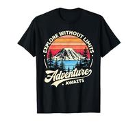 L'avventura attende Washington State Retro Tramonto Mt Rainier Maglietta