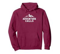 L'avventura Chiama Mountain Peaks Outdoor Explorer Felpa con Cappuccio, Unisex per Adulti, Bordeaux, XL