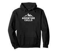 L'avventura Chiama Mountain Peaks Outdoor Explorer Felpa con Cappuccio, Unisex per Adulti, Nero, L