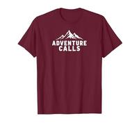 L'avventura chiama Mountain Peaks Outdoor Explorer Maglietta, Uomo, Bordeaux, XXL