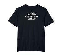 L'avventura chiama Mountain Peaks Outdoor Explorer Maglietta, Uomo taglie grandi, Nero, 2X Tall