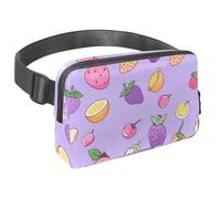 L'avventura senza sforzo ti aspetta, marsupio da viaggio per uomini e donne, una borsa a tracolla per corsa, passeggiate, escursionismo e ciclismo, motivo frutta viola, Multicolore#08,
