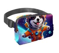 L'avventura senza sforzo ti aspetta, marsupio da viaggio per uomini e donne, una borsa a tracolla per corsa, passeggiate, escursionismo e ciclismo, simpatico cane nello spazio, Multicolore#06,