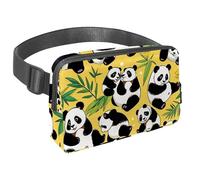 L'avventura senza sforzo ti aspetta, marsupio da viaggio per uomini e donne, una borsa a tracolla per corsa, passeggiate, escursionismo e ciclismo, simpatico panda su giallo, Multicolore#01,