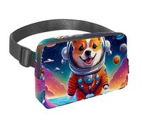 L'avventura senza sforzo ti aspetta, marsupio da viaggio per uomini e donne, una borsa a tracolla per corsa, passeggiate, escursionismo e ciclismo, simpatico cane nello spazio, Multicolore#01,