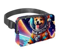 L'avventura senza sforzo ti aspetta, marsupio da viaggio per uomini e donne, una borsa a tracolla per corsa, passeggiate, escursionismo e ciclismo, simpatico cane nello spazio, Multicolore#02,
