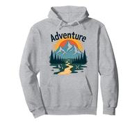 L'avventura Ti aspetta: esplorazione all'aperto di Jackson Hole Mountain Felpa con Cappuccio, Unisex per Adulti, Grigio Melange, XXL